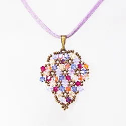 Pendant 45cm - Terence Grapes-Mauve Suedine - Pendant 45cm - Laiton bronze